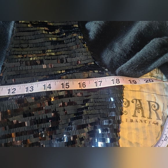 Calvin Klein Black Sequin Cardigan Sweater Medium Party Holiday Knit Open Front - Picture 6 of 7